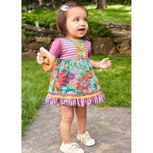 Matilda Jane Baby Girls 18-24 Months Little Moments Bubble Dress Blue Floral